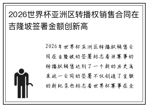 2026世界杯亚洲区转播权销售合同在吉隆坡签署金额创新高